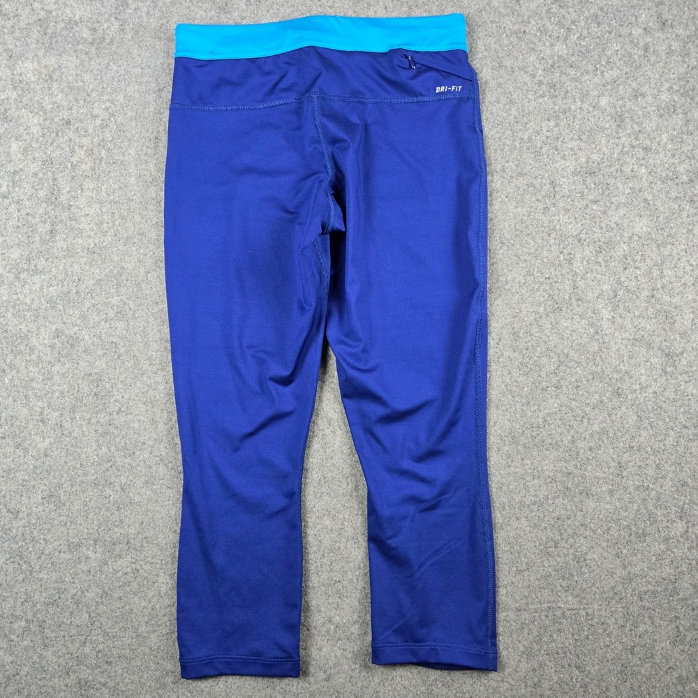 Nike Dri-FIT Running Leggings Womens Medium Blue Crop Capri Tight Activewear - Picture 5 of 11